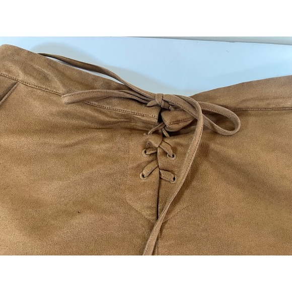 Lauren Conrad Faux Suede Mini Skirt Lace Up Front Pockets Brown - Women's Size 6 - Picture 3 of 7